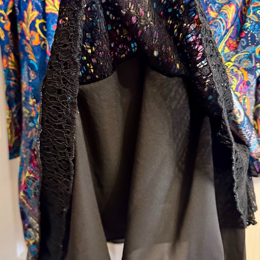 New! CALESSA Vibrant Blue and Orange Floral Blouse - Picture 11 of 15